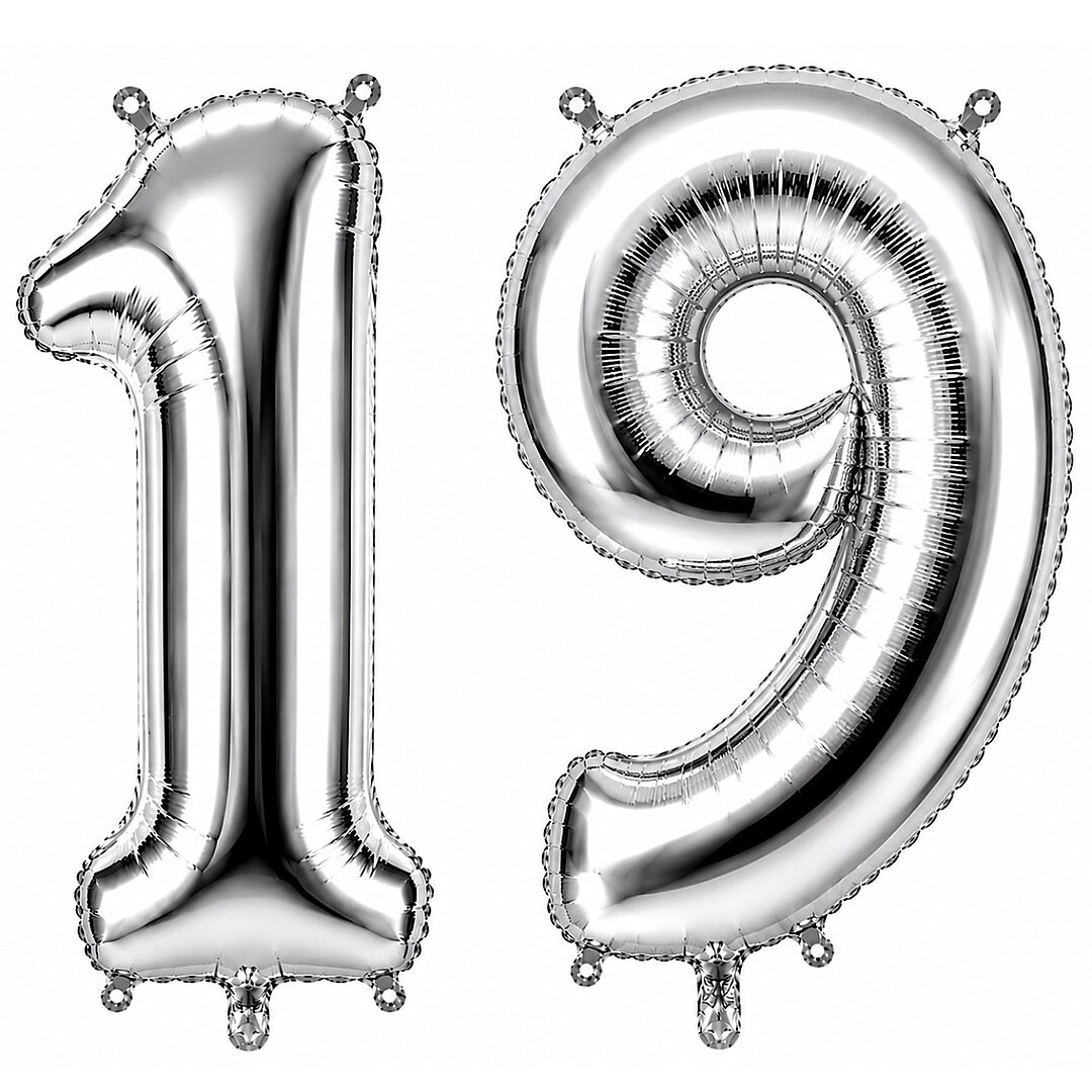 19 Rakam Folyo Balon Gümüş Rengi (36 cm) - Beysüs