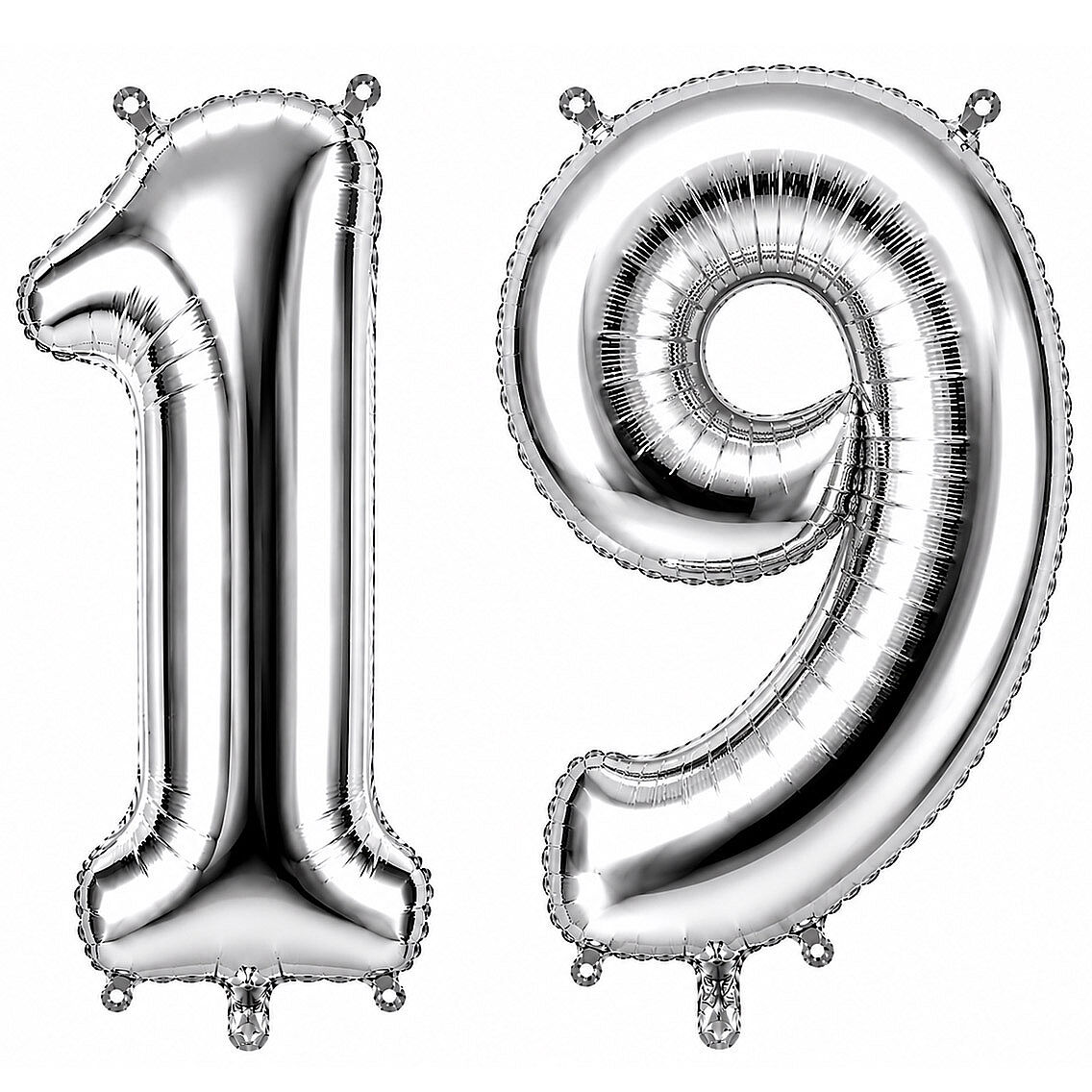 19 Rakam Folyo Balon Gümüş Rengi (36 cm) - 1