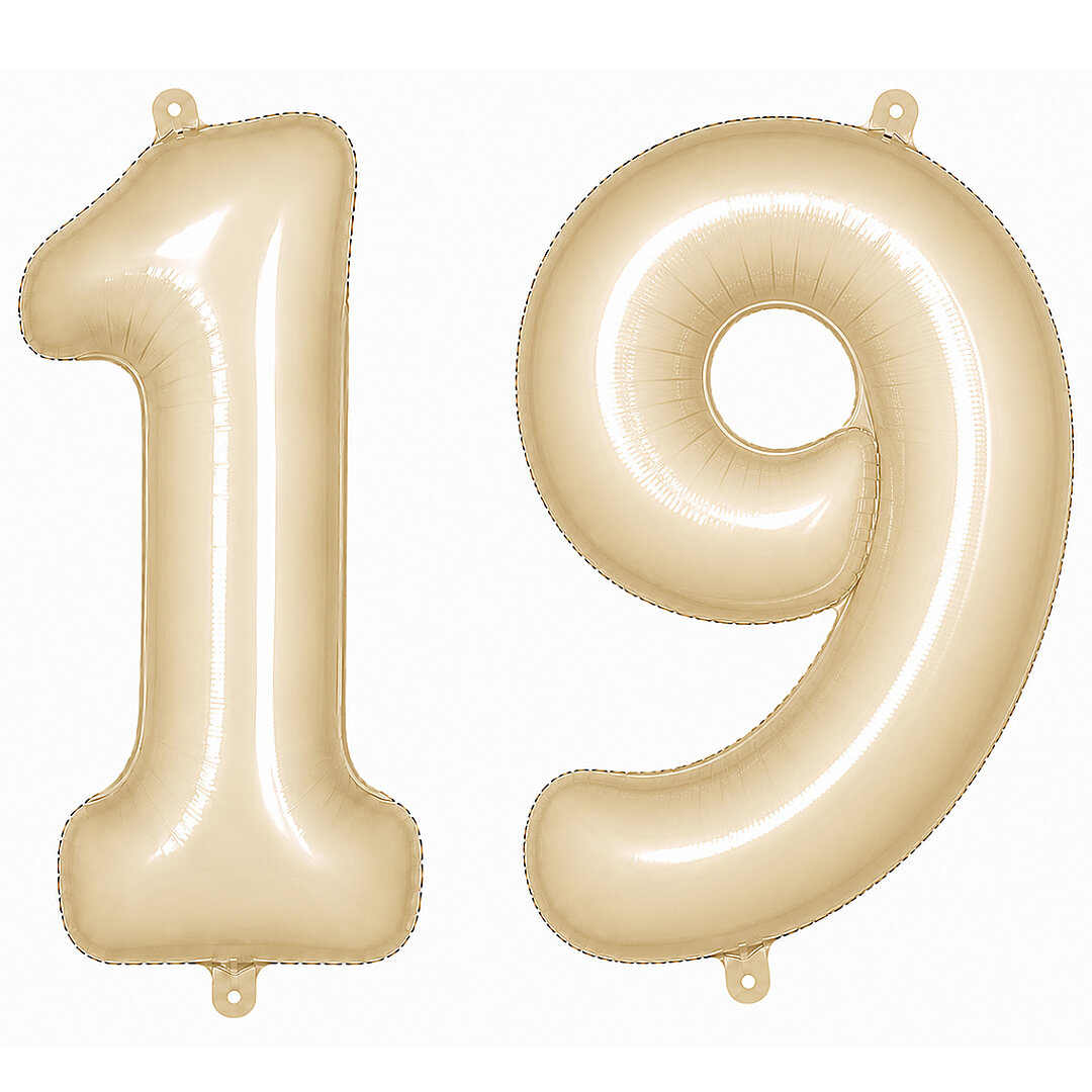 19 Rakam Folyo Balon krem Rengi (76 cm) - 1