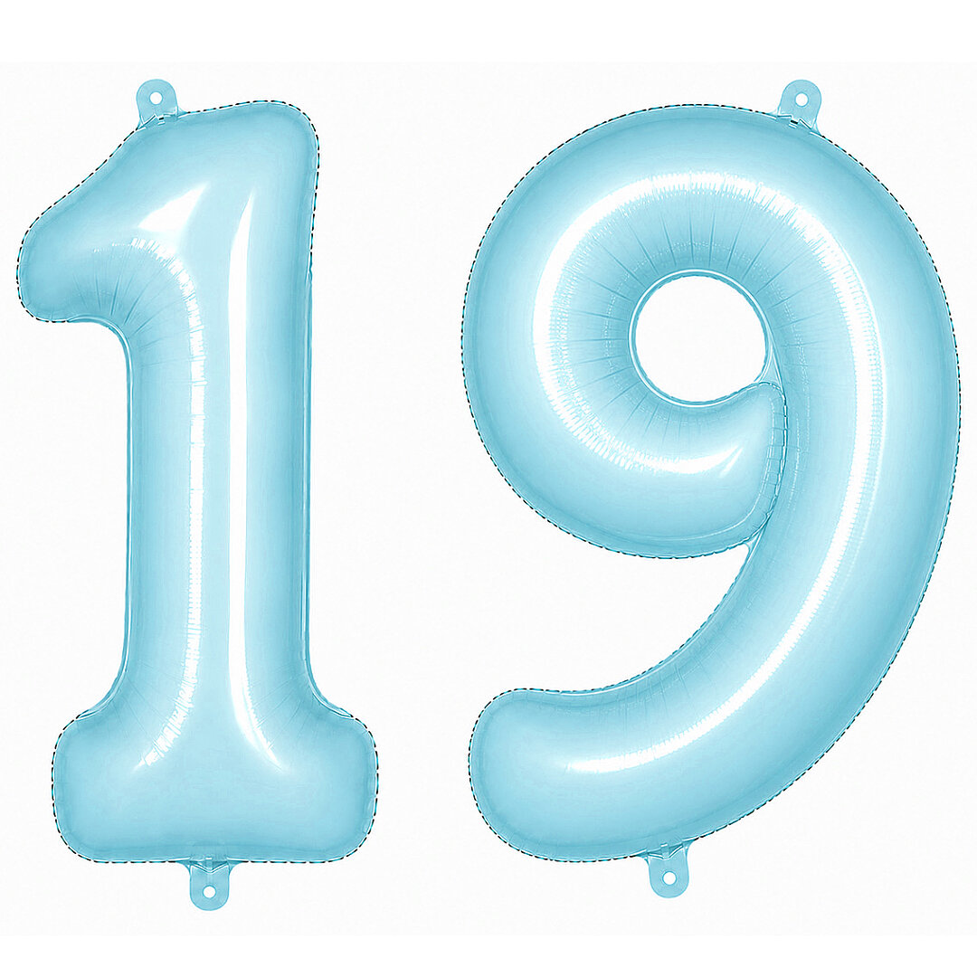 19 Rakam Folyo Balon Mavi Rengi (76 cm) - 1