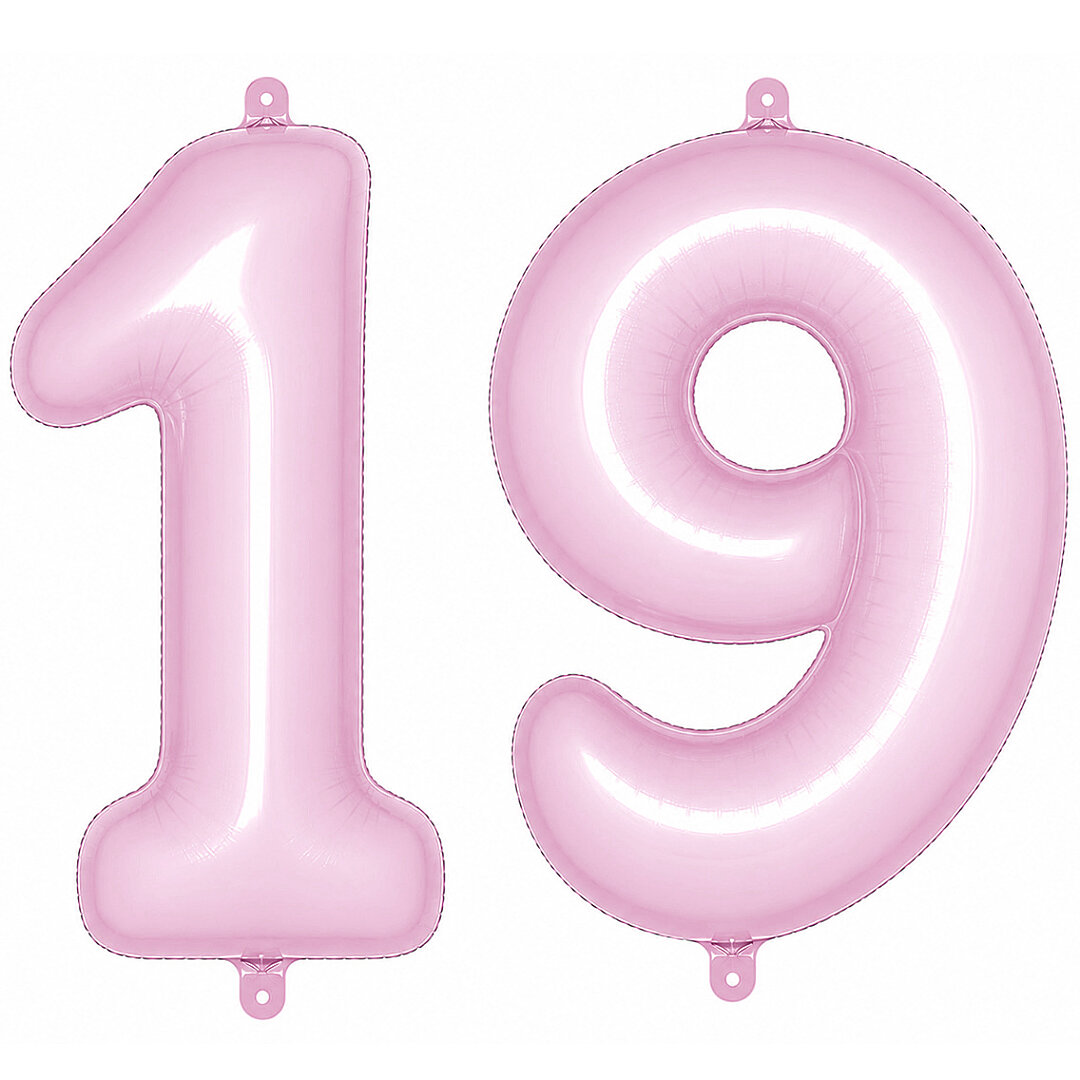 19 Rakam Folyo Balon pembe Rengi (76 cm) - 1