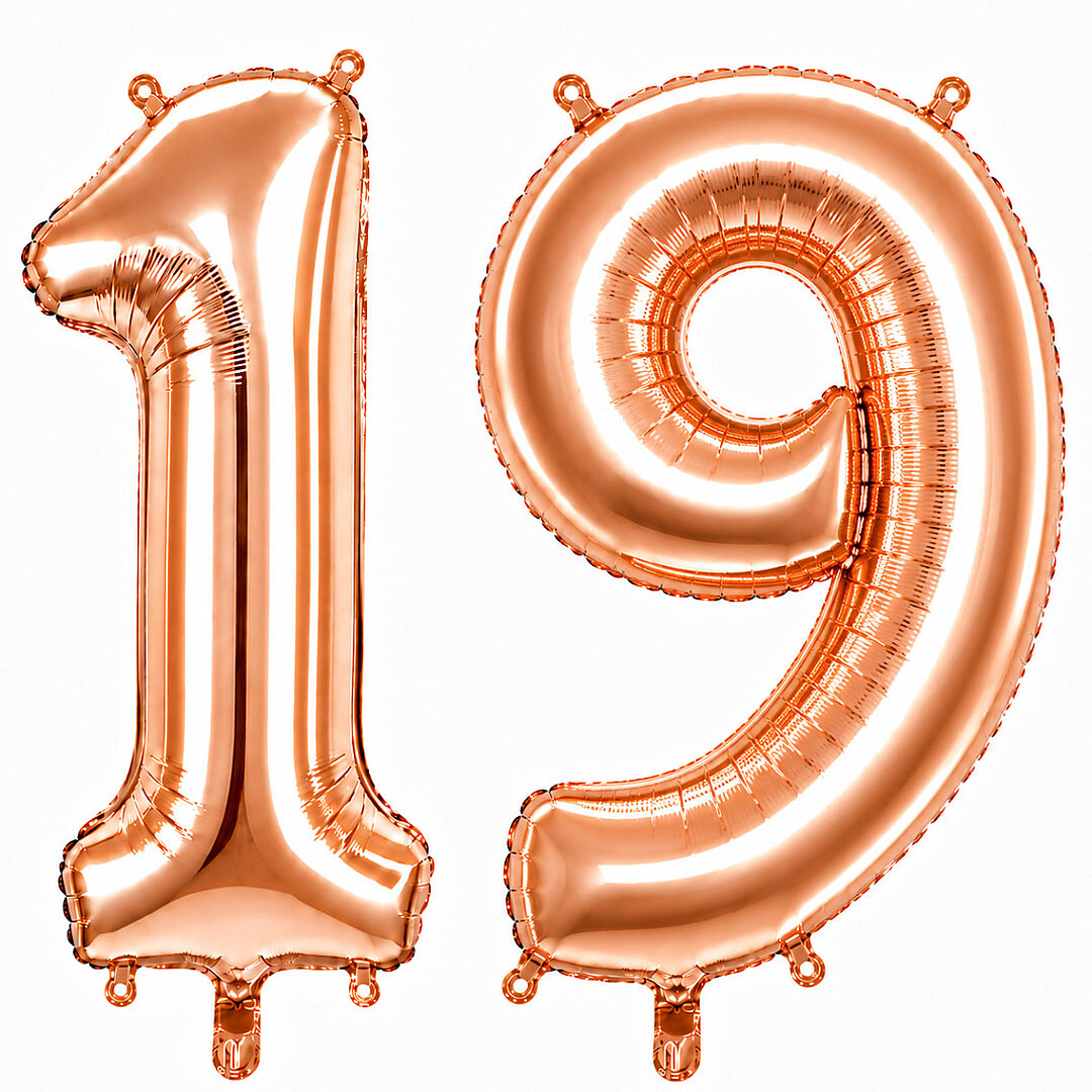 19 Rakam Folyo Balon Rose Gold Rengi (76 cm) - 1