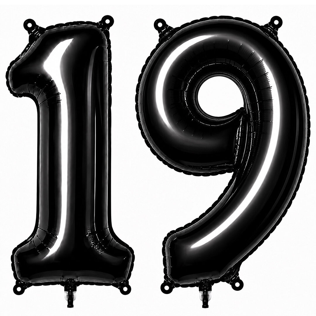 19 Rakam Folyo Balon Siyah Rengi (76 cm) - Beysüs