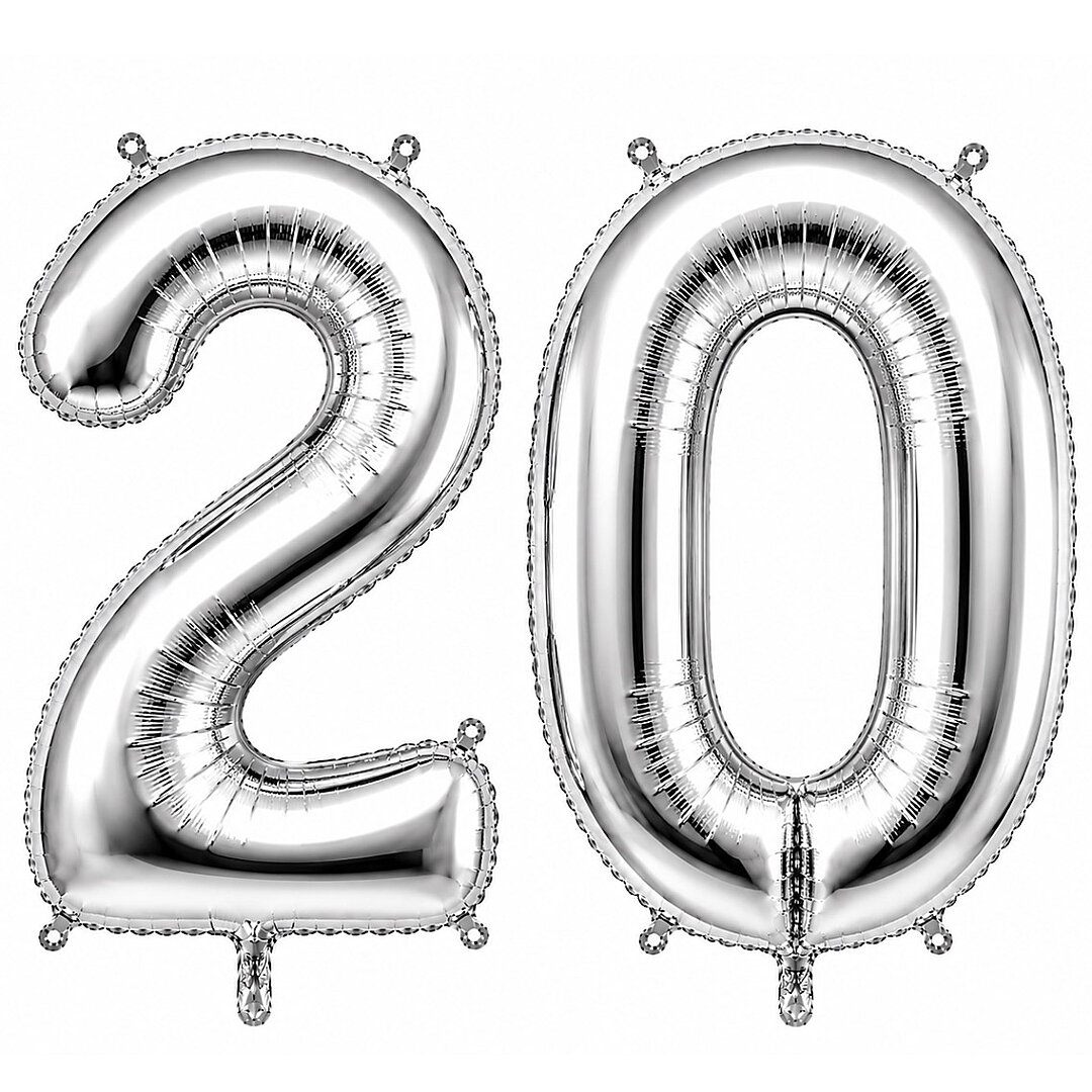 20 Rakam Folyo Balon Gümüş Rengi (76 cm) - Beysüs
