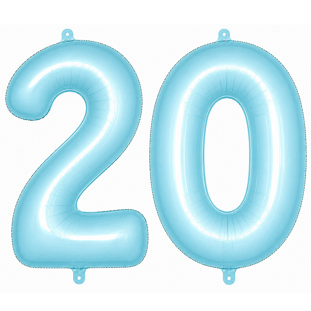 20 Rakam Folyo Balon Mavi Rengi (76 cm) - 1