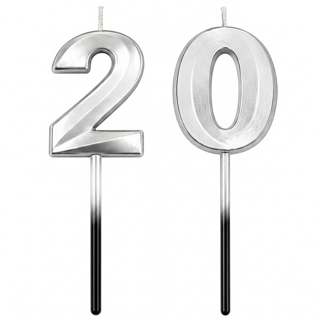 20 Rakam Mum Gümüş - 1