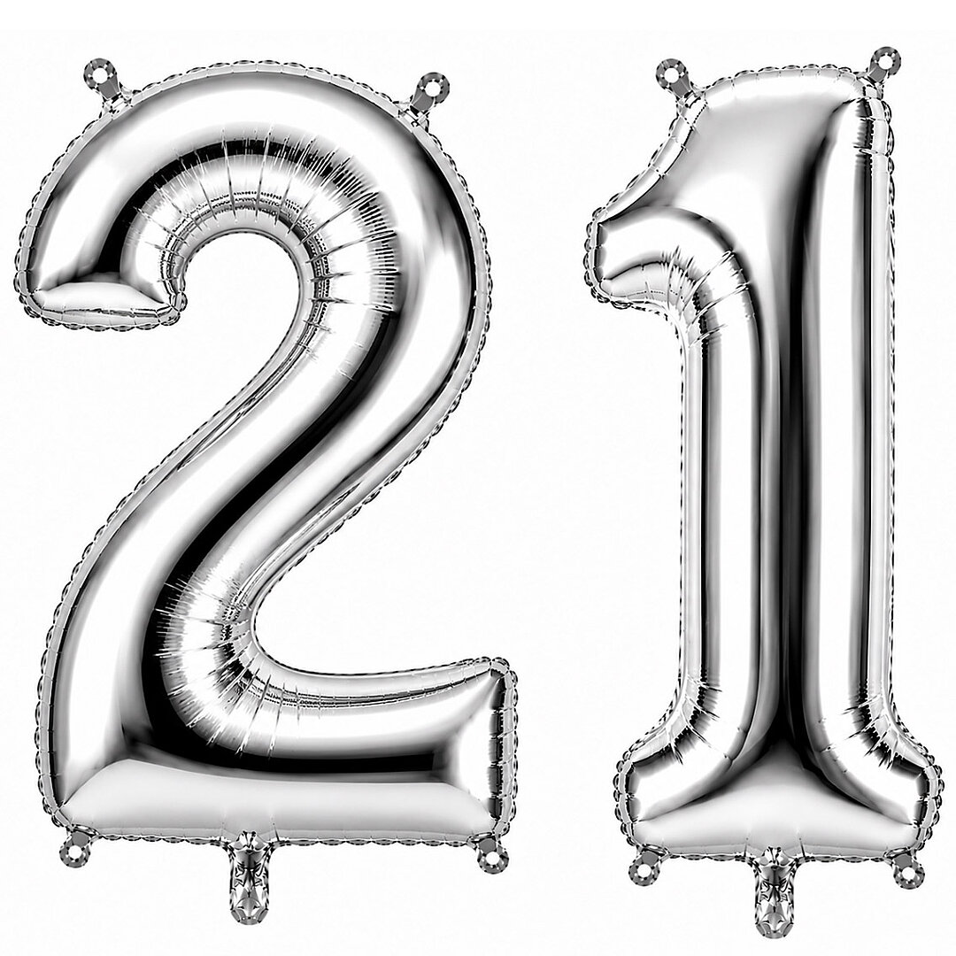 21 Rakam Folyo Balon Gümüş Rengi (36 cm) - Beysüs