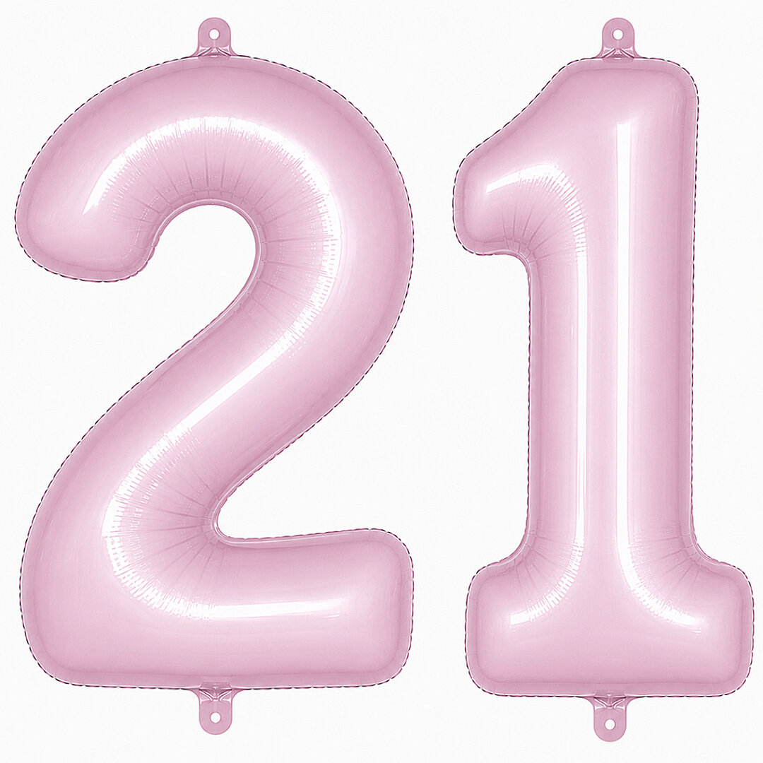 21 Rakam Folyo Balon pembe Rengi (76 cm) - 1