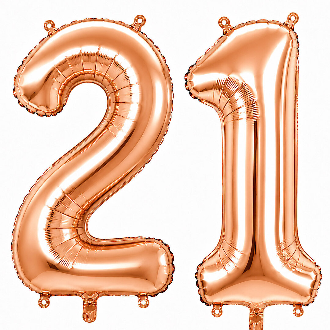 21 Rakam Folyo Balon Rose Gold Rengi (100 cm) - Beysüs