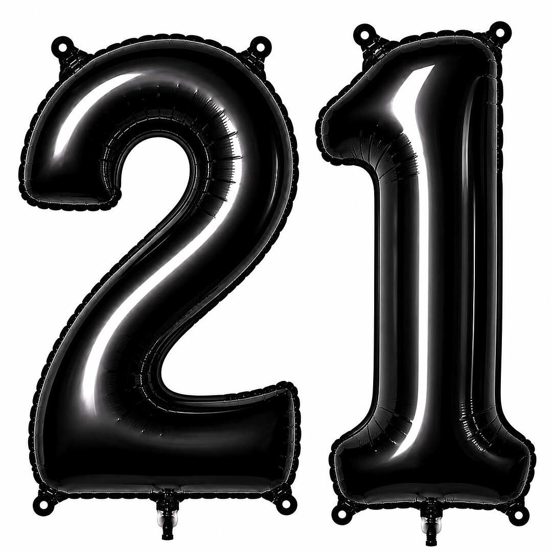 21 Rakam Folyo Balon Siyah Rengi (76 cm) - 1