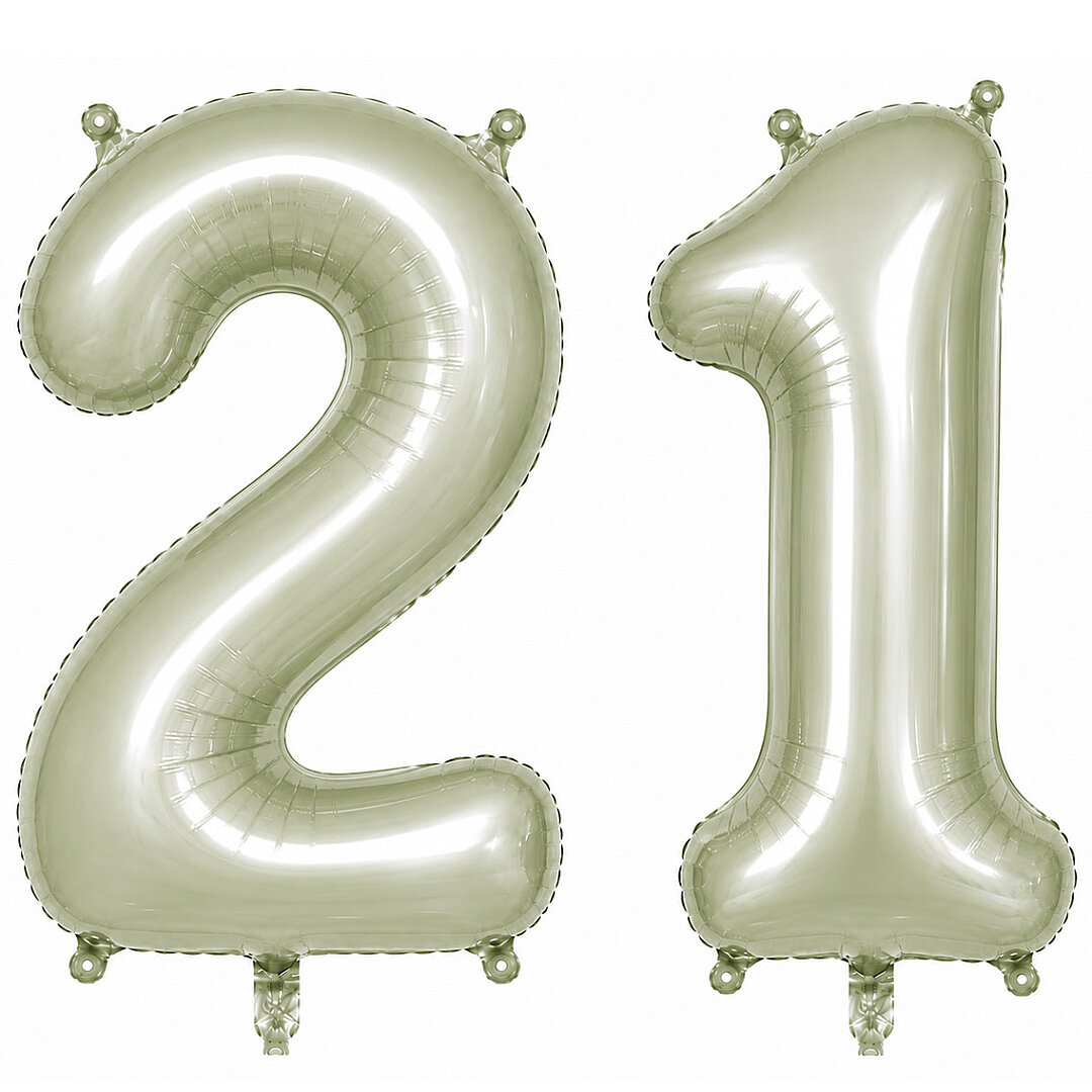 21 Rakam Folyo Balon Yeşil Rengi (76 cm) - 1
