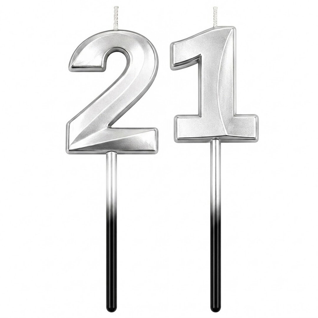 21 Rakam Mum Gümüş - 1
