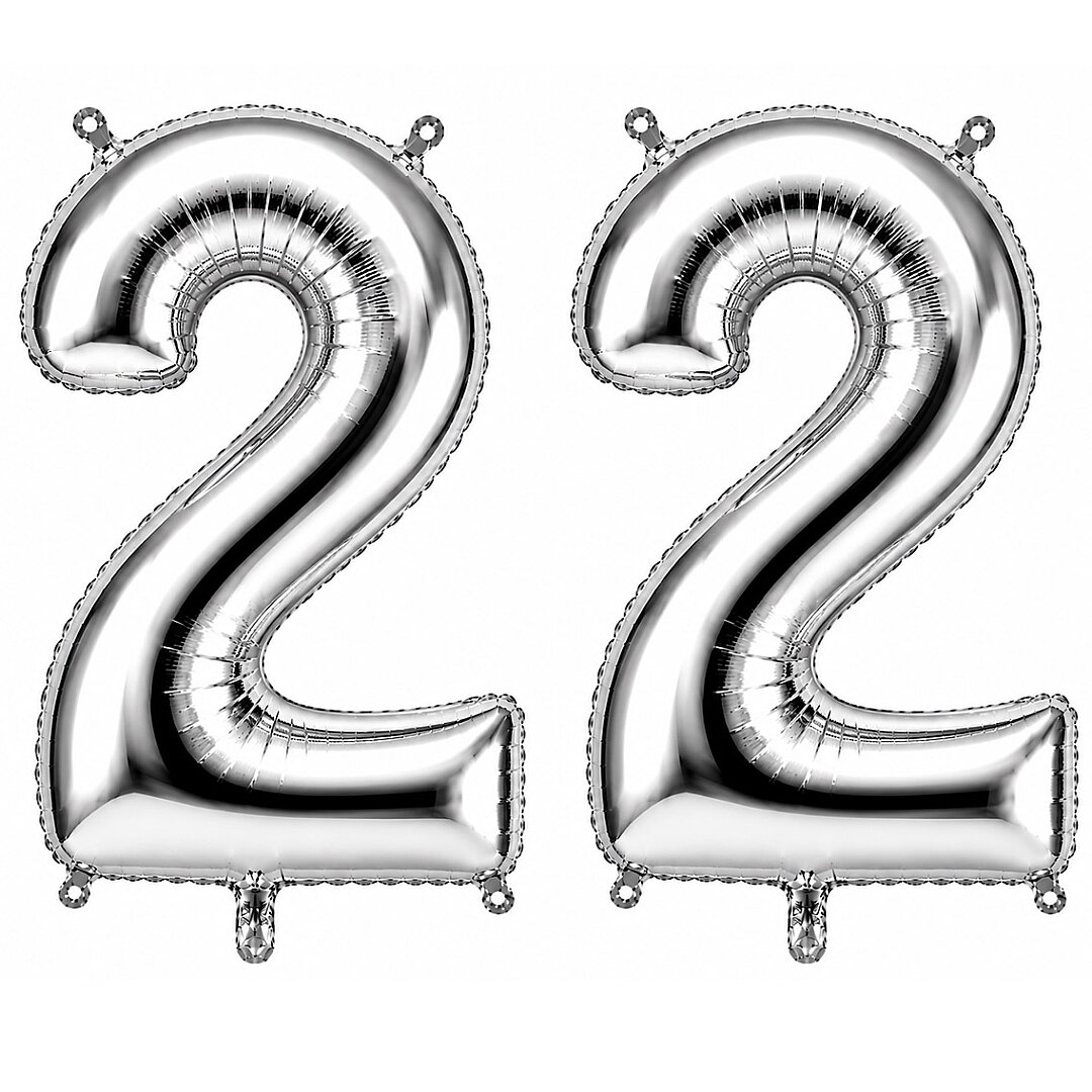 22 Rakam Folyo Balon Gümüş Rengi (36 cm) - Beysüs