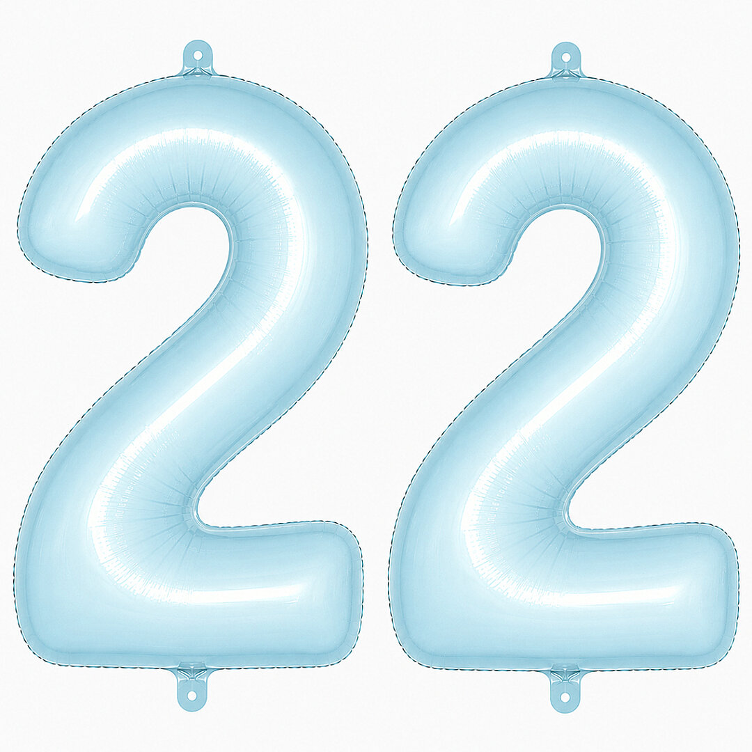 22 Rakam Folyo Balon Mavi Rengi (76 cm) - 1