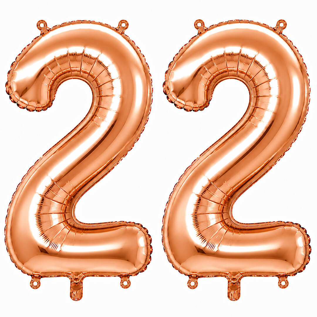 22 Rakam Folyo Balon Rose Gold Rengi (100 cm) - 1
