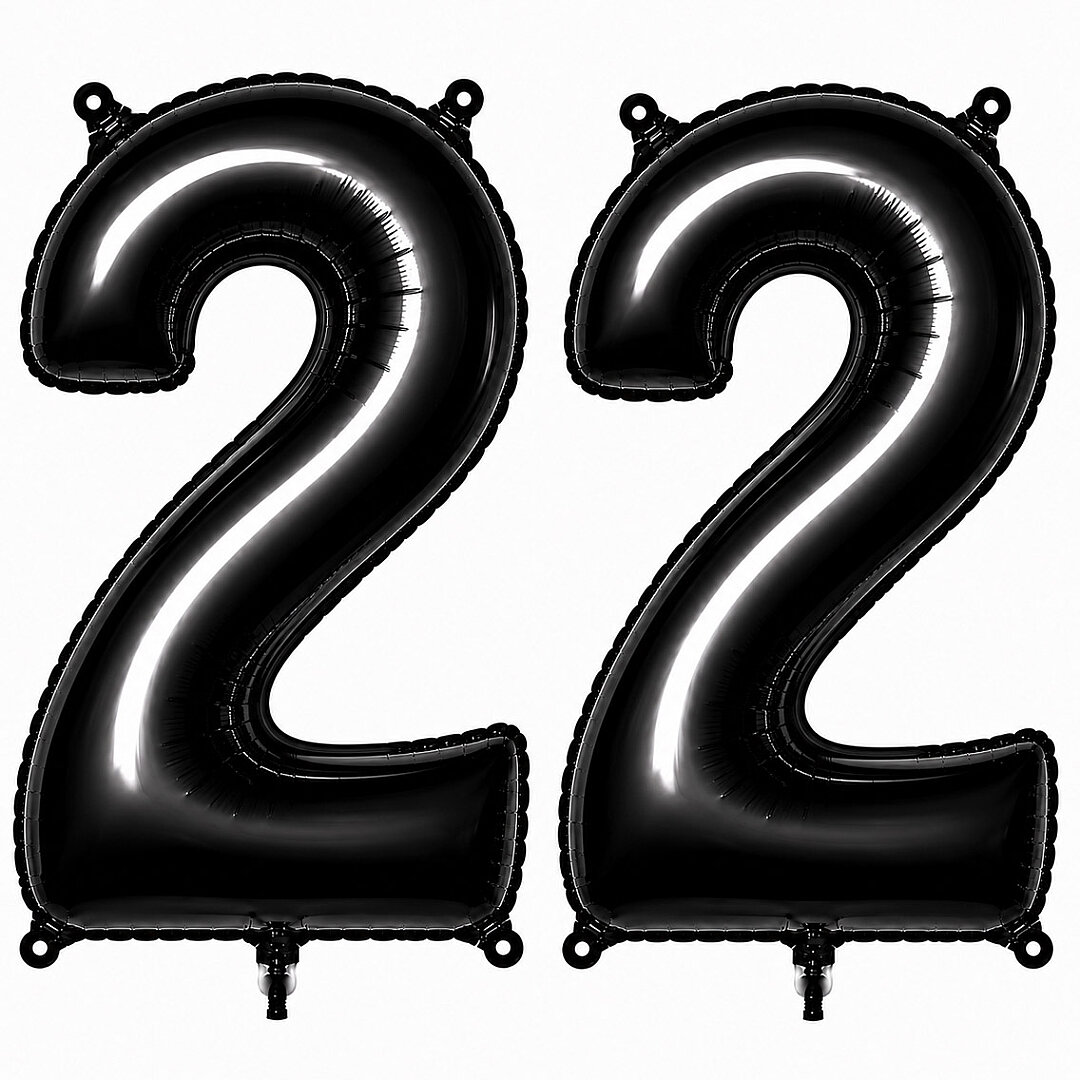 22 Rakam Folyo Balon Siyah Rengi (76 cm) - 1