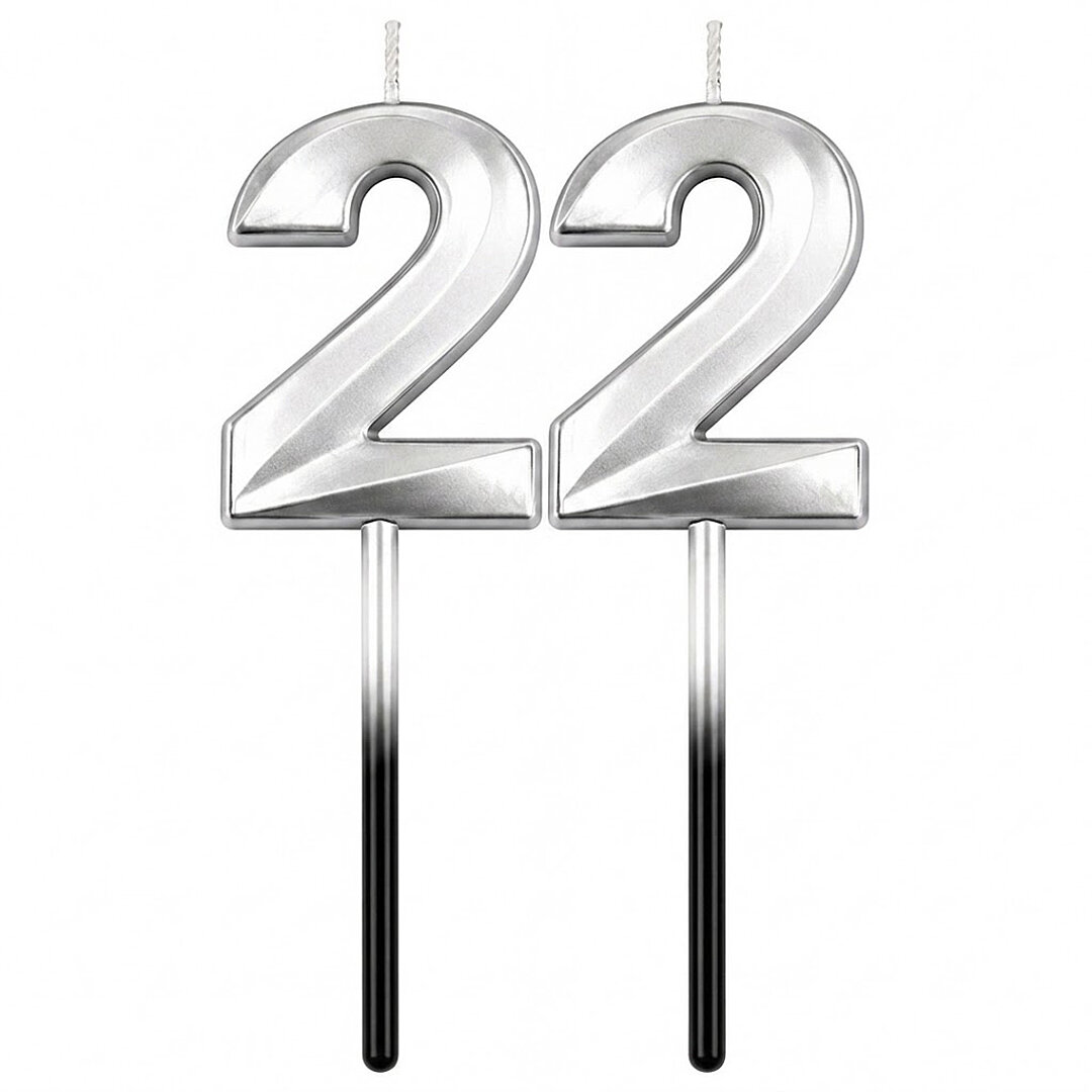 22 Rakam Mum Gümüş - 1
