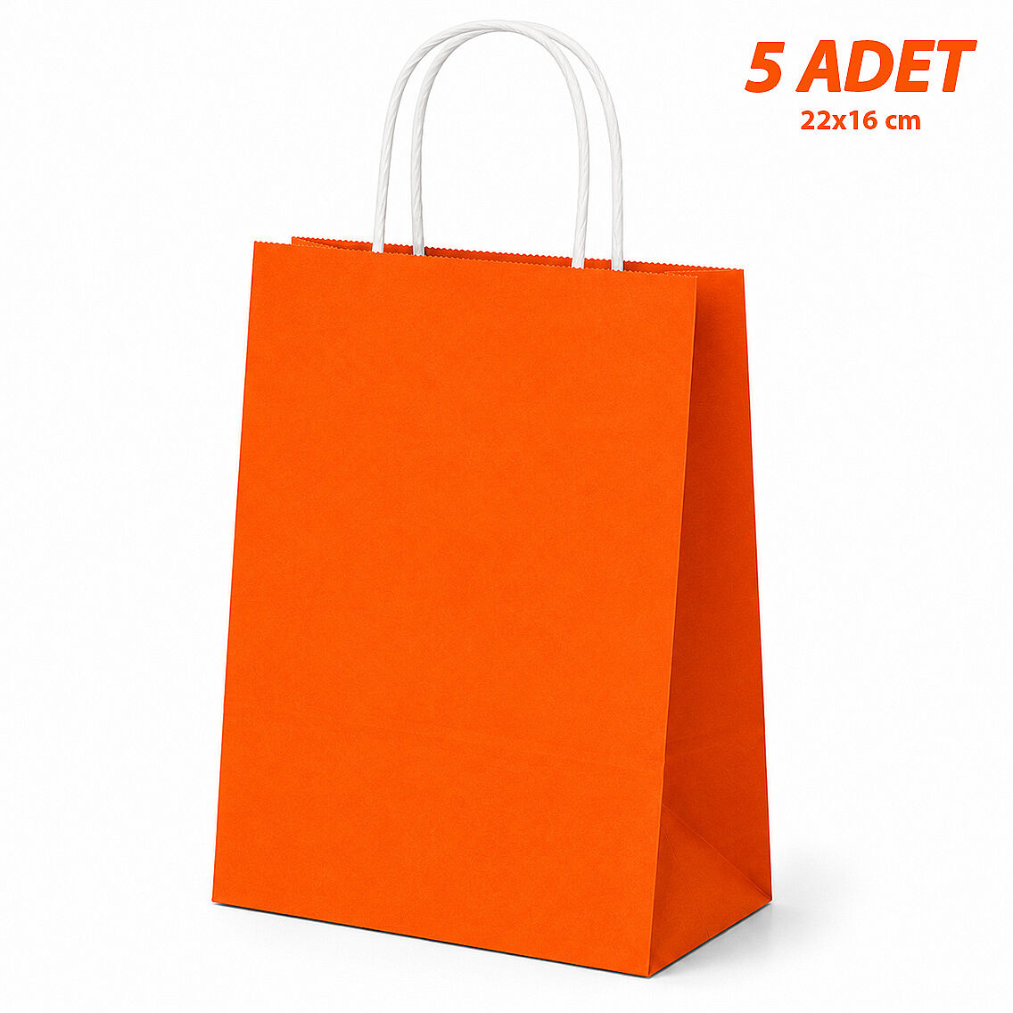 22x16 cm Hediyelik Kağıt Çanta Turuncu 5 Adet - 1