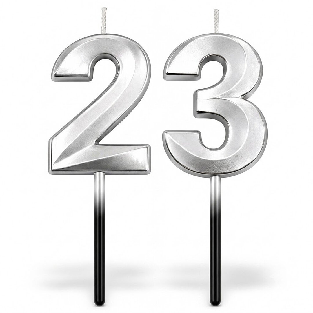 23 Rakam Mum Gümüş - 1