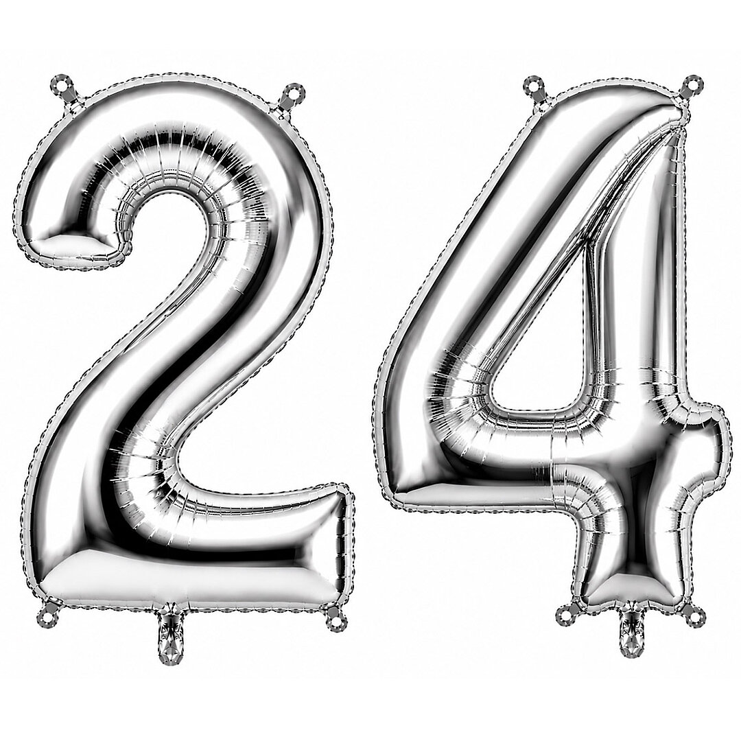 24 Rakam Folyo Balon Gümüş Rengi (76 cm) - Beysüs