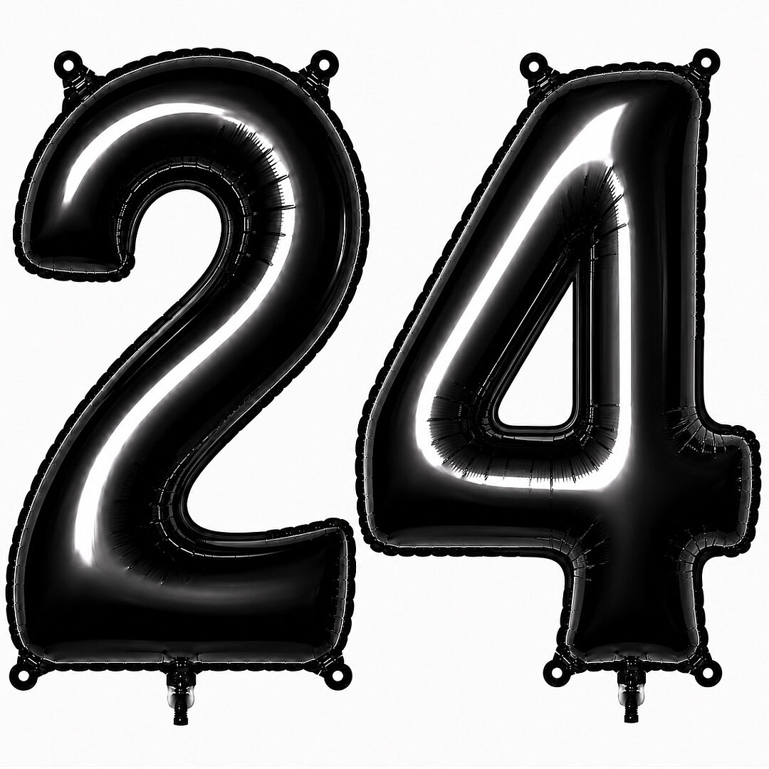 24 Rakam Folyo Balon Siyah Rengi (76 cm) - 1