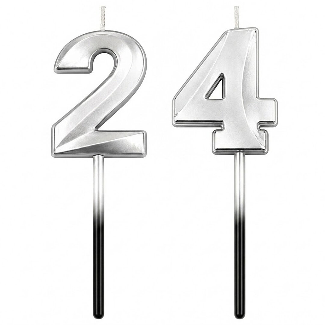 24 Rakam Mum Gümüş - 1