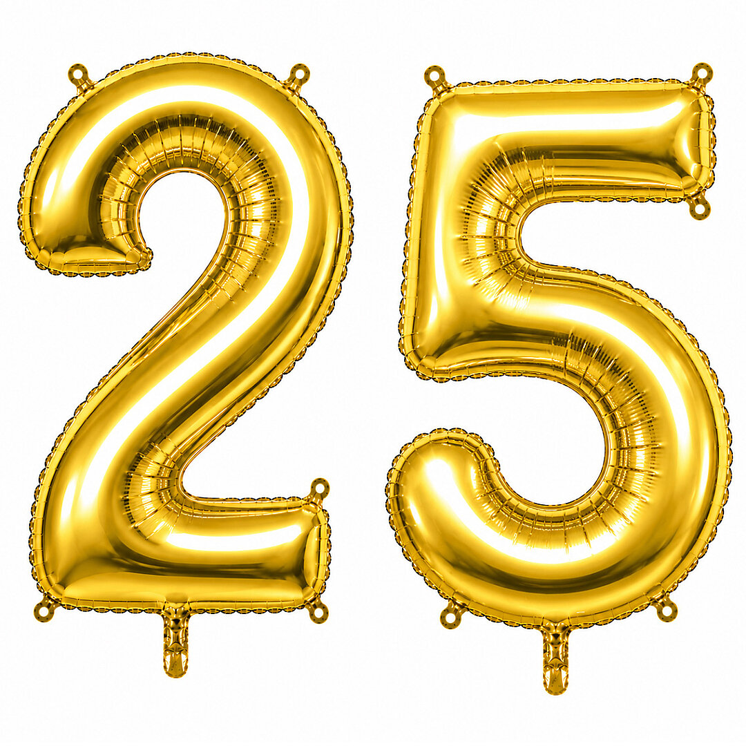 25 Rakam Folyo Balon Altın Rengi (76 cm) - Beysüs