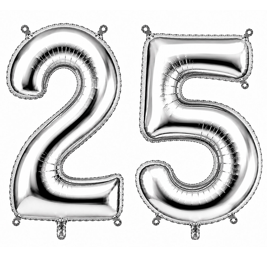 25 Rakam Folyo Balon Gümüş Rengi (100 cm) - Beysüs