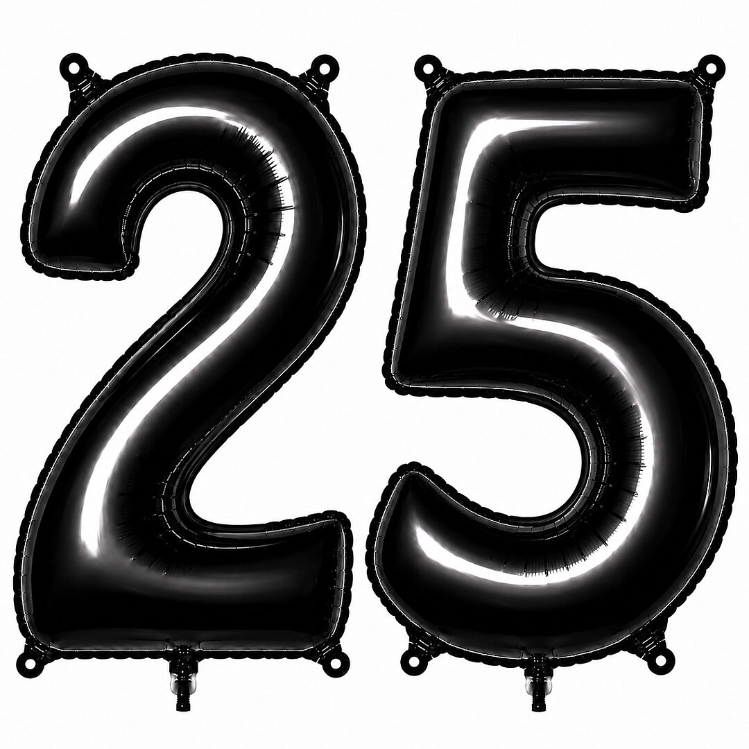 25 Rakam Folyo Balon Siyah Rengi (76 cm) - 1