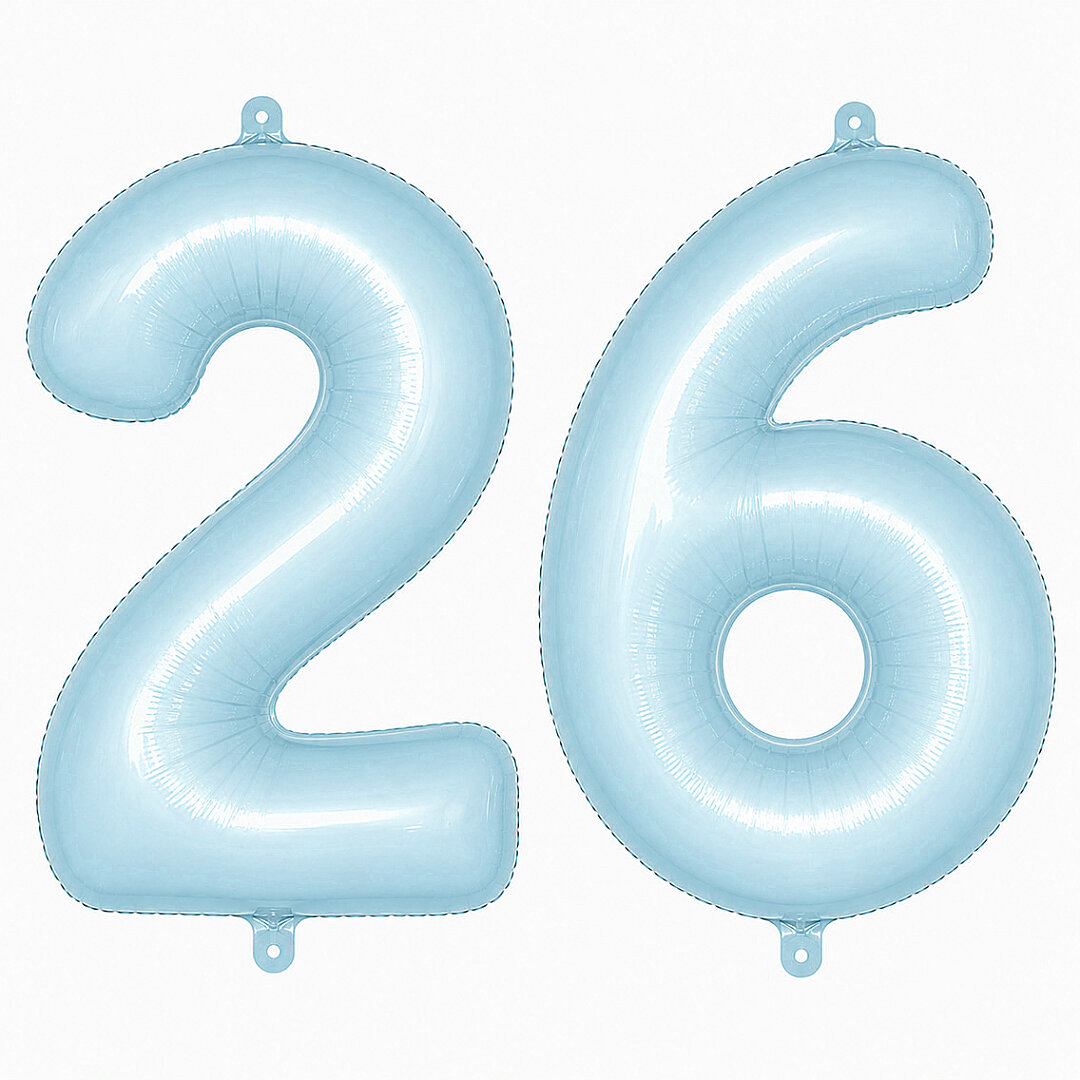 26 Rakam Folyo Balon Mavi Rengi (76 cm) - 1