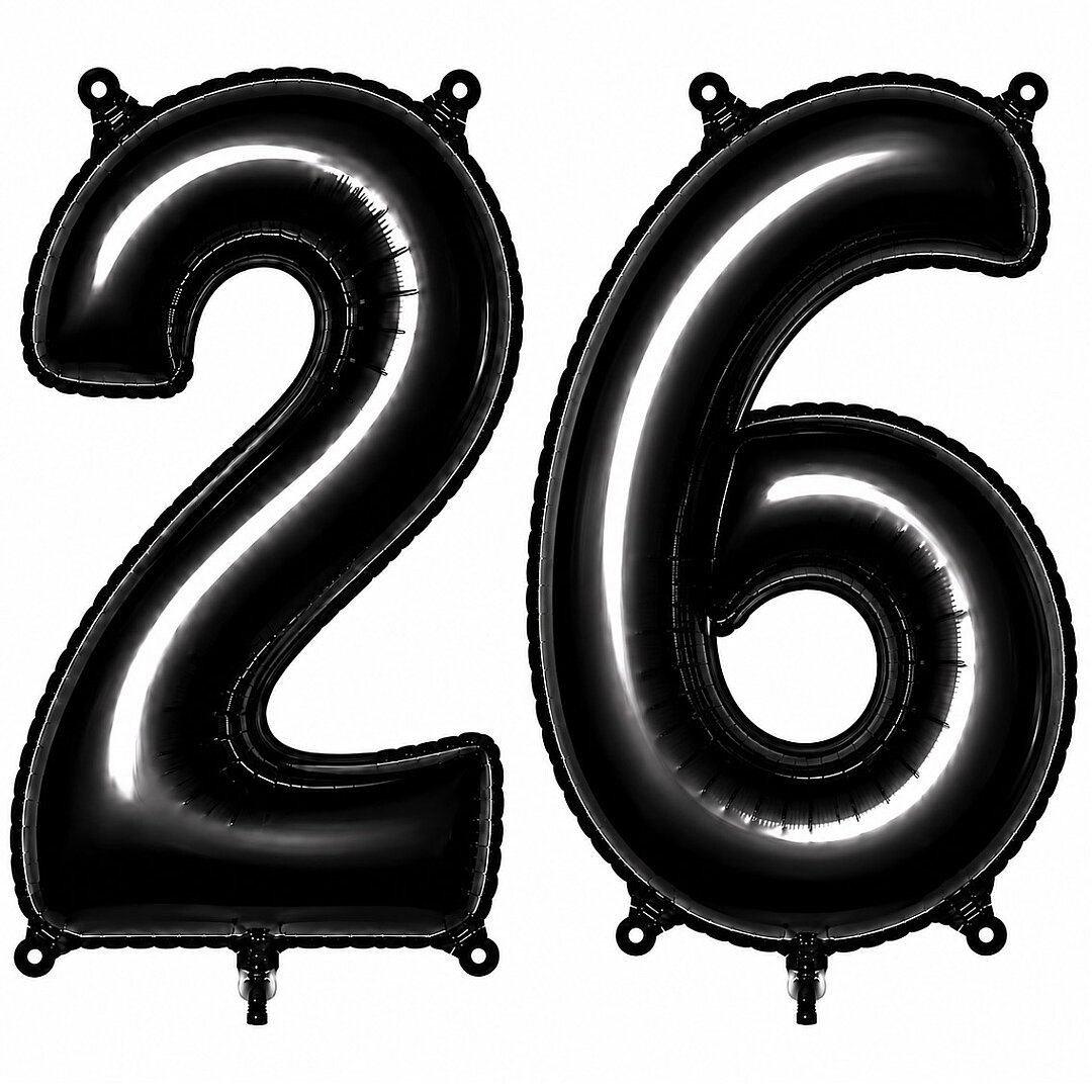 26 Rakam Folyo Balon Siyah Rengi (76 cm) - 1