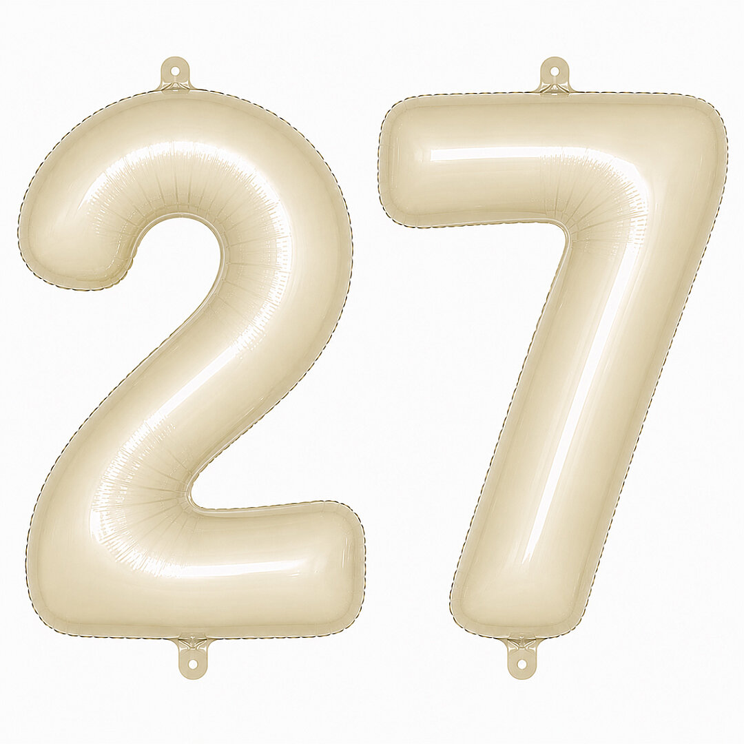 27 Rakam Folyo Balon krem Rengi (76 cm) - 1