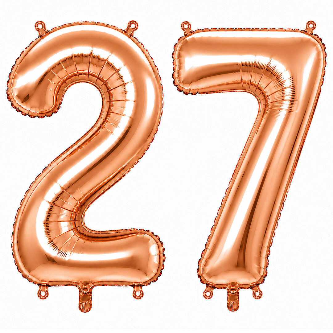 27 Rakam Folyo Balon Rose Gold Rengi (100 cm) - Beysüs