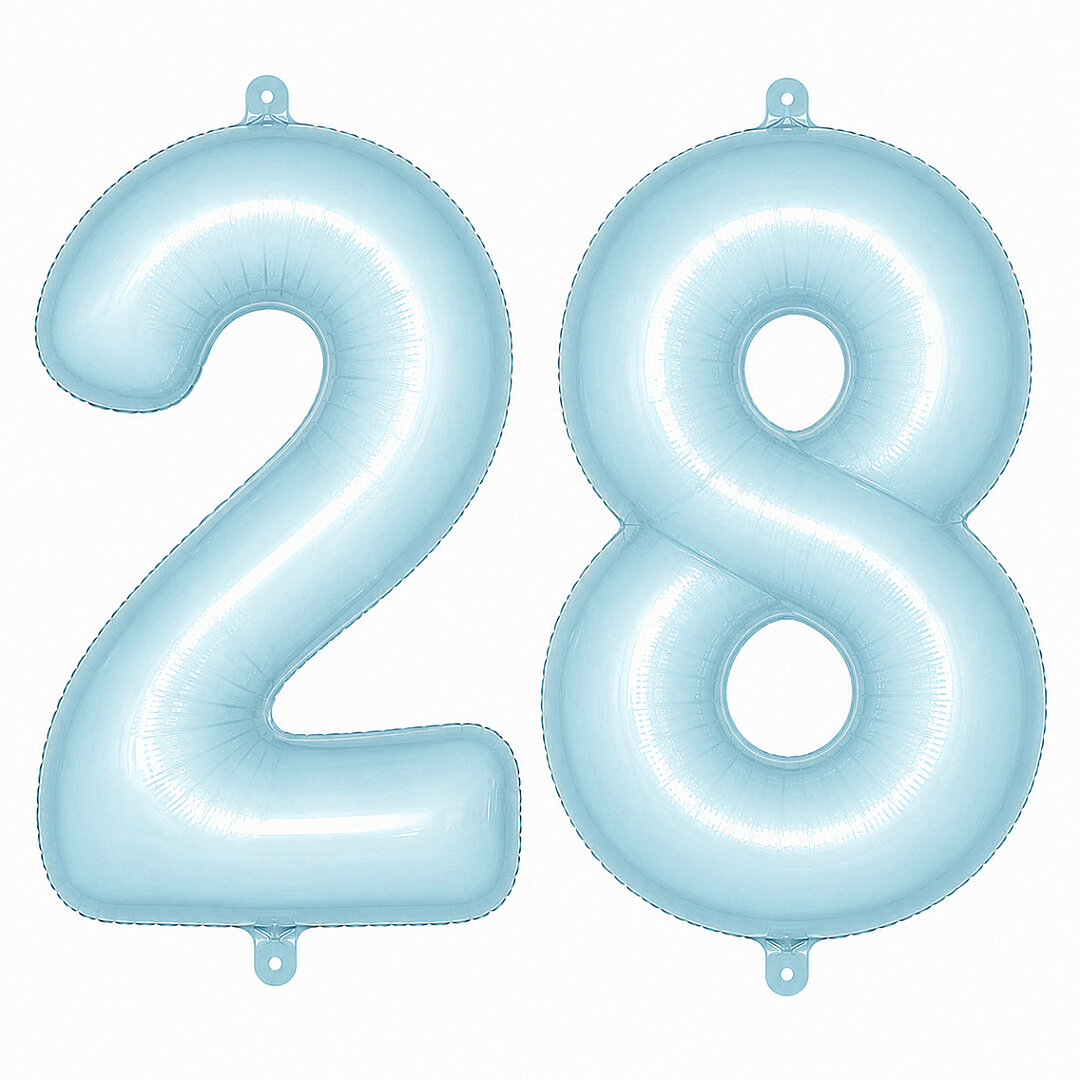 28 Rakam Folyo Balon Mavi Rengi (76 cm) - 1