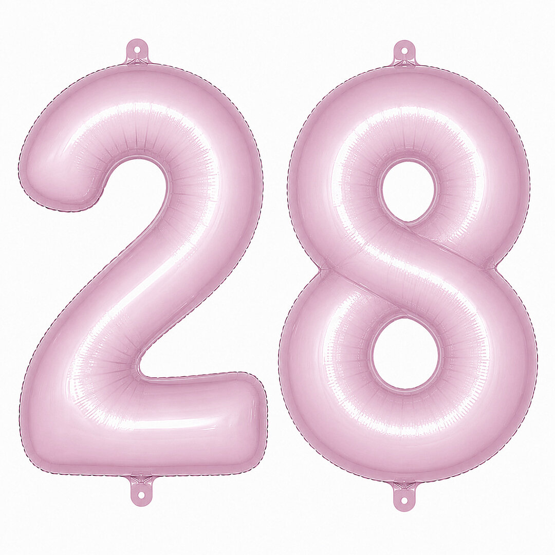 28 Rakam Folyo Balon pembe Rengi (76 cm) - 1