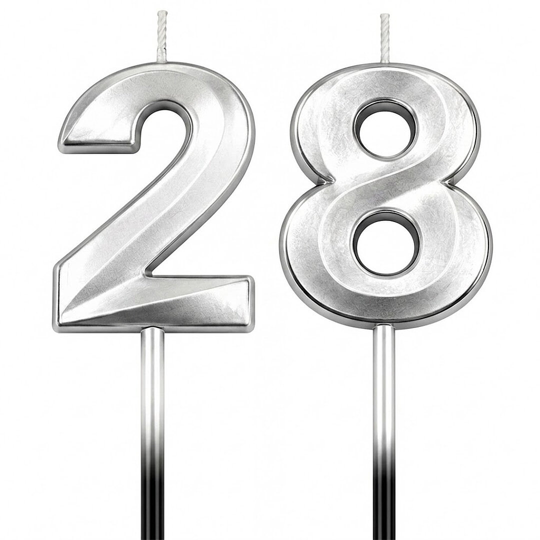 28 Rakam Mum Gümüş - 1
