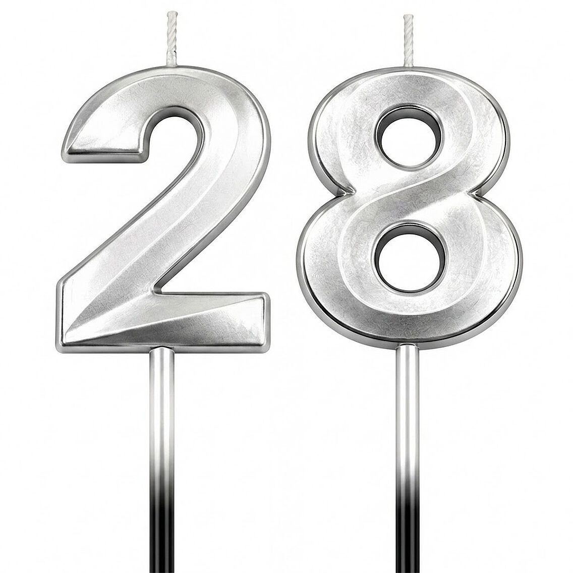 28 Rakam Mum Gümüş - 1