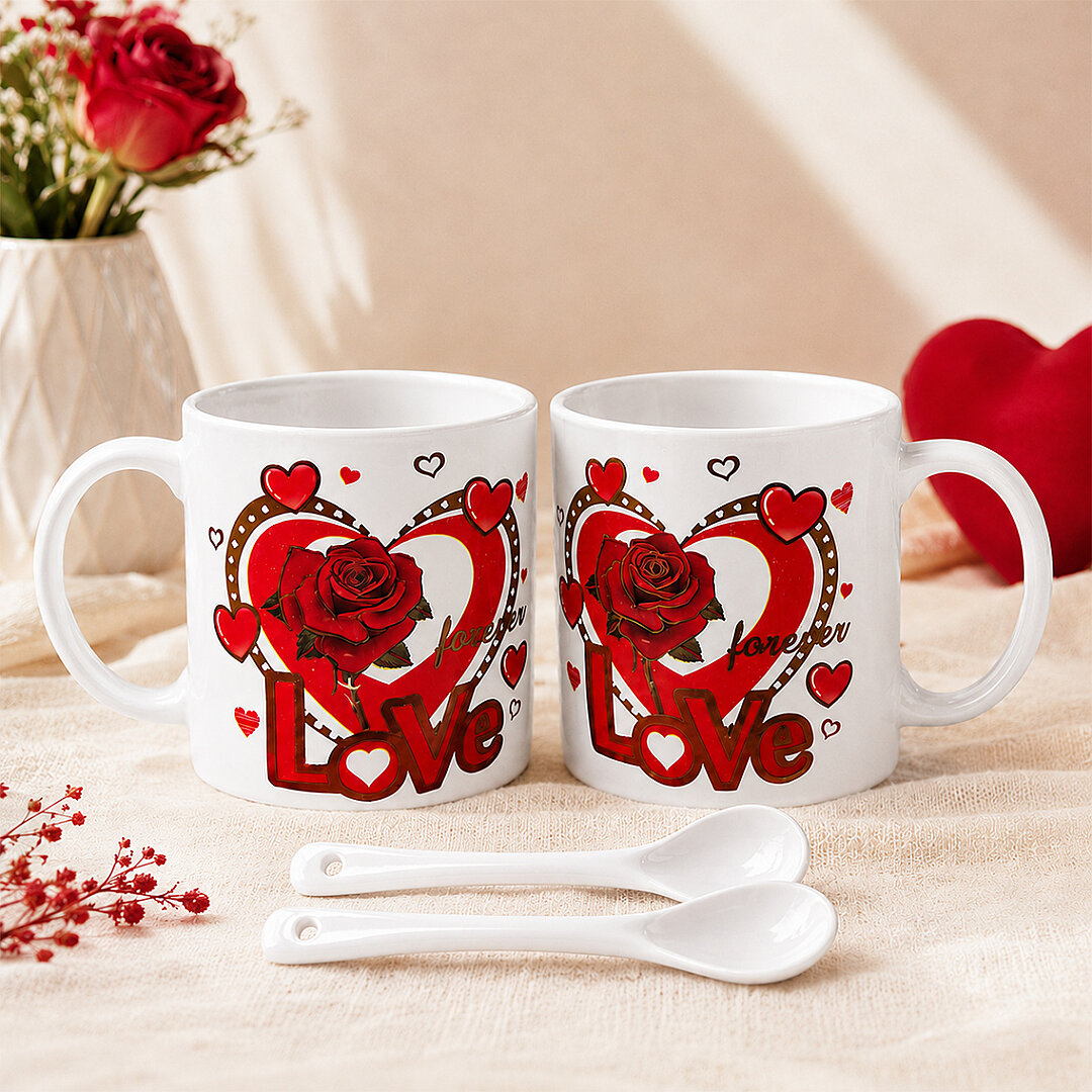 2'li Hediyelik Kupa Bardak Set Kırmızı - 2
