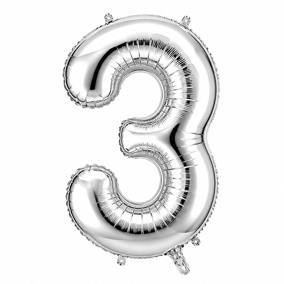 3 Rakam Folyo Balon Gümüş Rengi (76 cm) - Beysüs