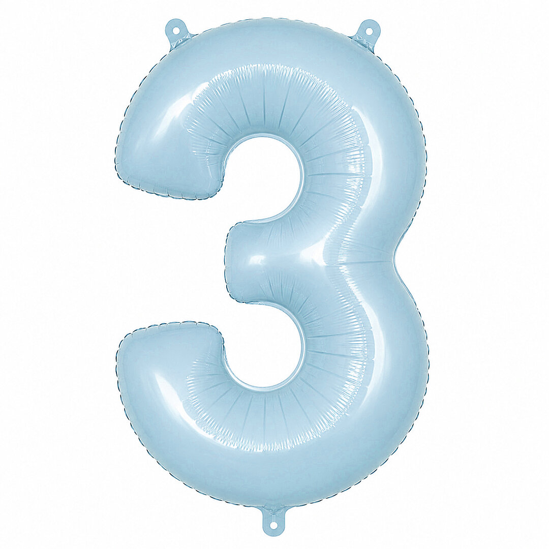 3 Rakam Folyo Balon Mavi Rengi (76 cm) - 1