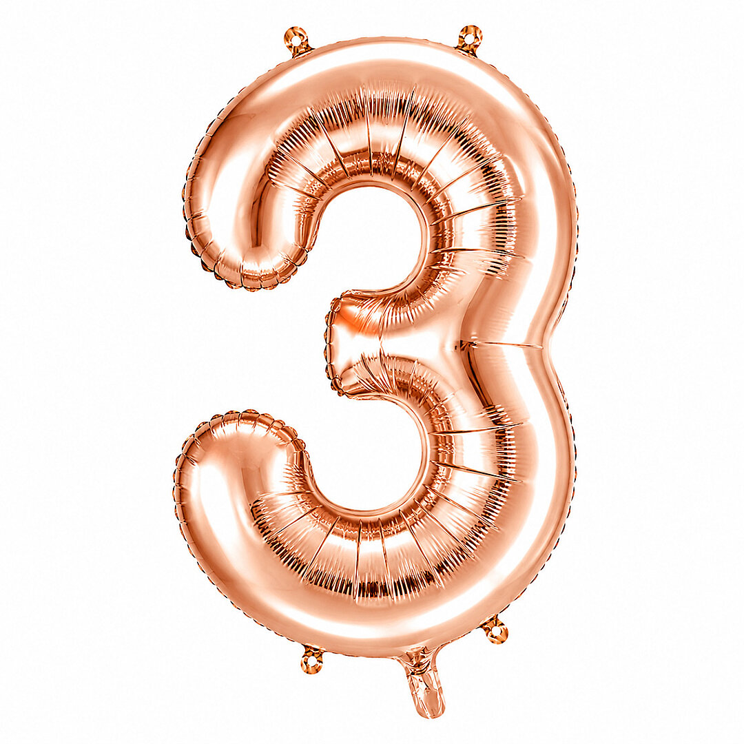3 Rakam Folyo Balon Rose Gold Rengi (76 cm) - 1