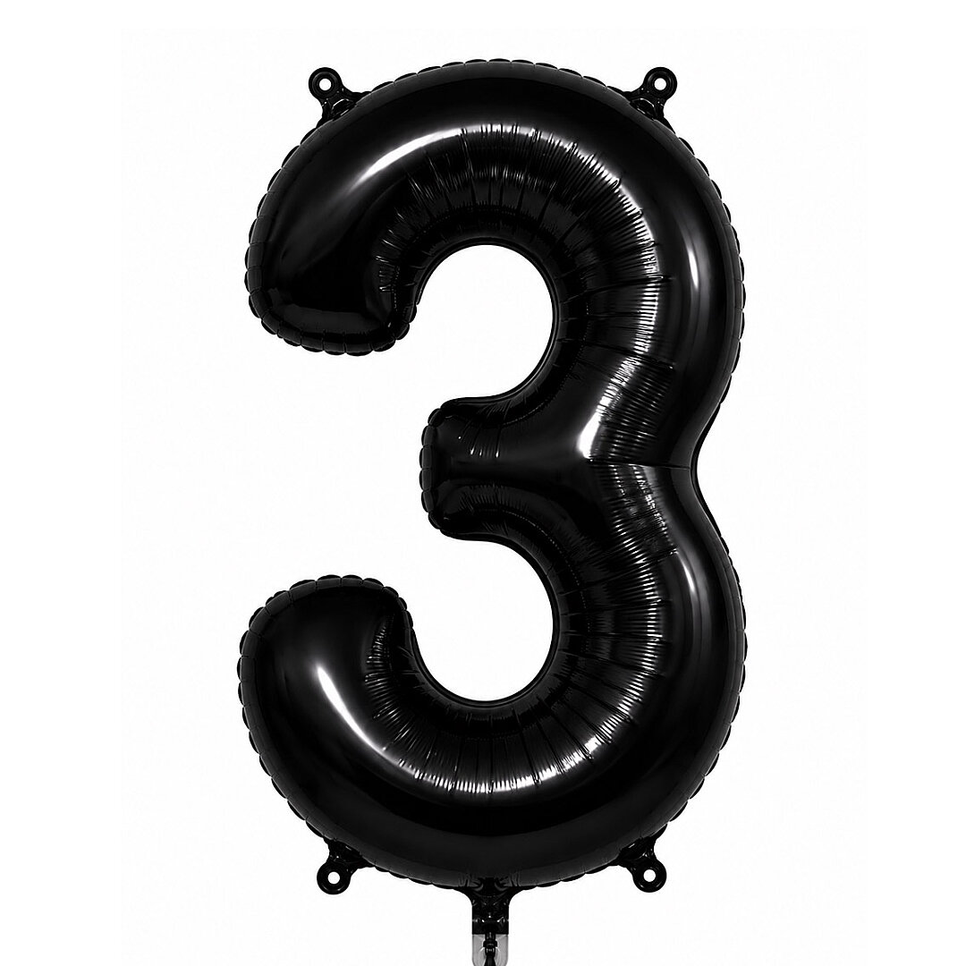 3 Rakam Folyo Balon Siyah Rengi (76 cm) - Beysüs