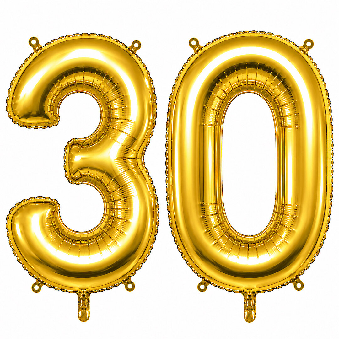 30 Rakam Folyo Balon Altın Rengi (100 cm) - Beysüs
