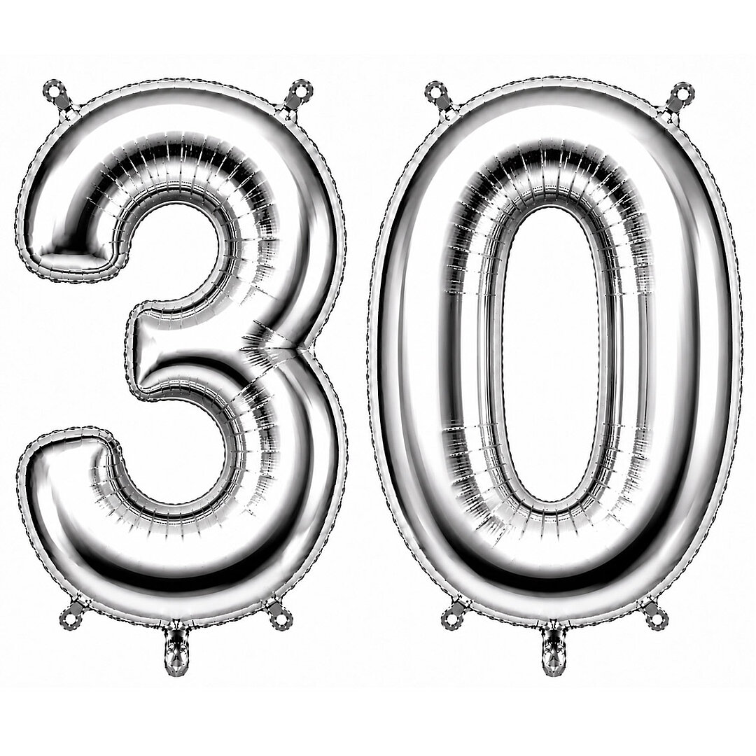 30 Rakam Folyo Balon Gümüş Rengi (100 cm) - Beysüs