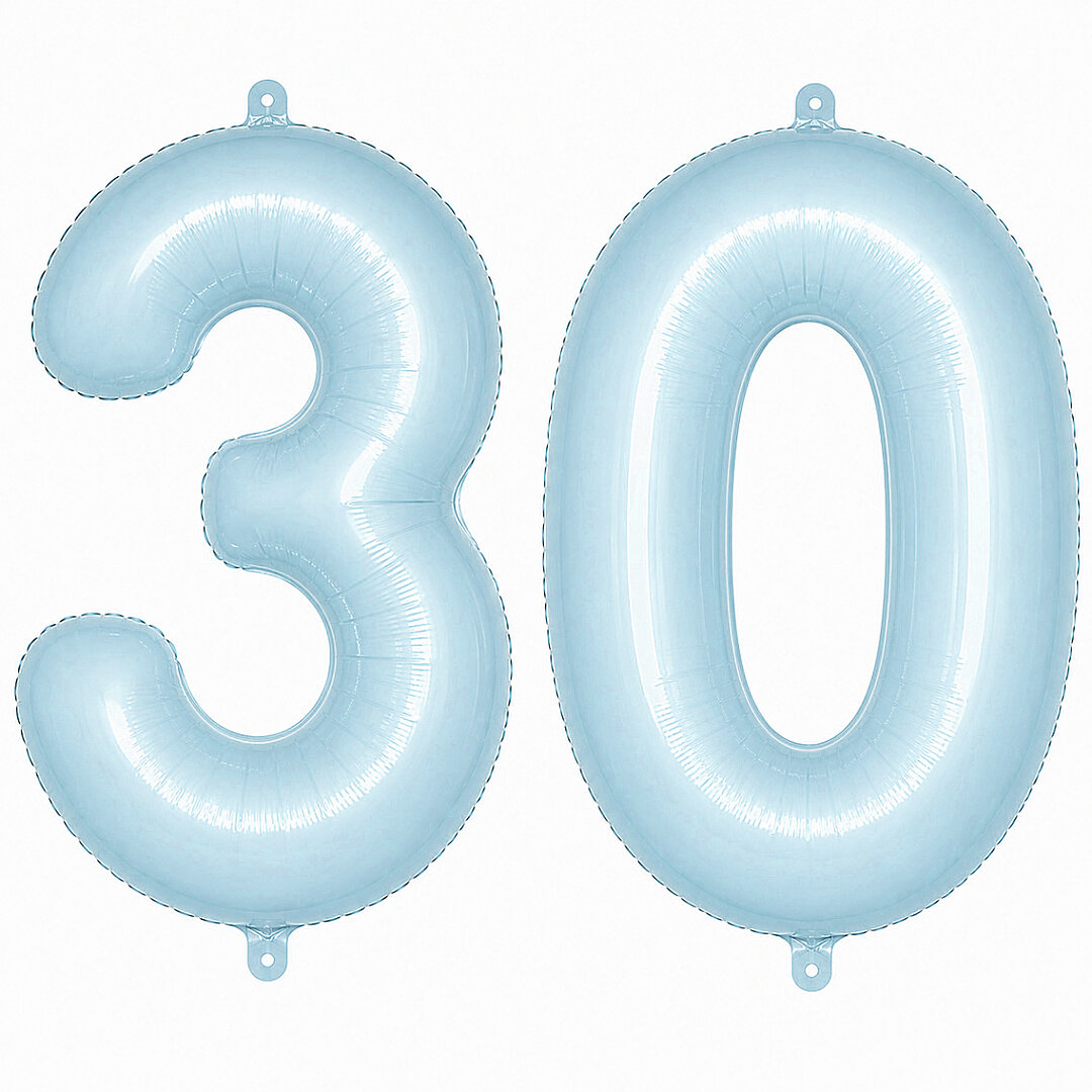 30 Rakam Folyo Balon Mavi Rengi (76 cm) - 1