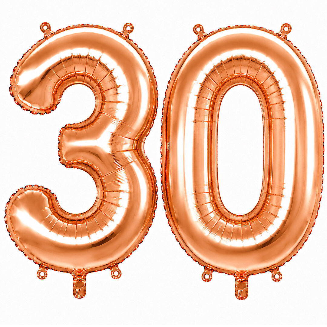 30 Rakam Folyo Balon Rose Gold Rengi (76 cm) - 1