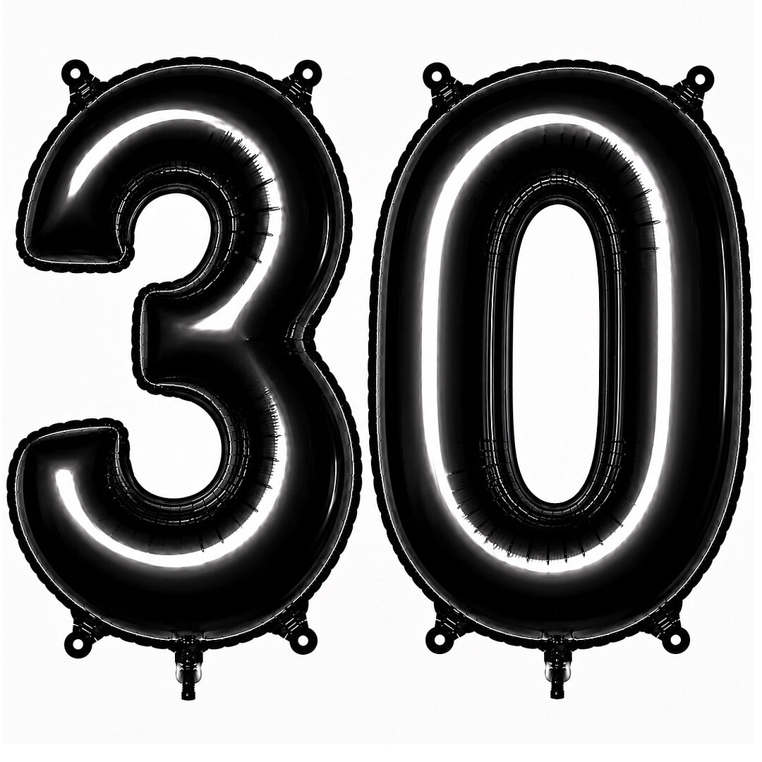 30 Rakam Folyo Balon Siyah Rengi (76 cm) - 1
