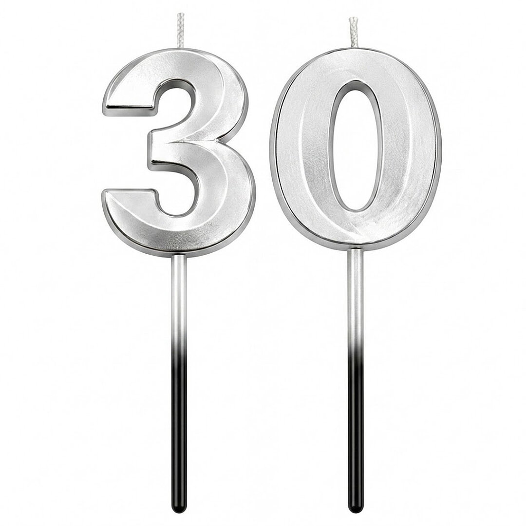 30 Rakam Mum Gümüş - 1
