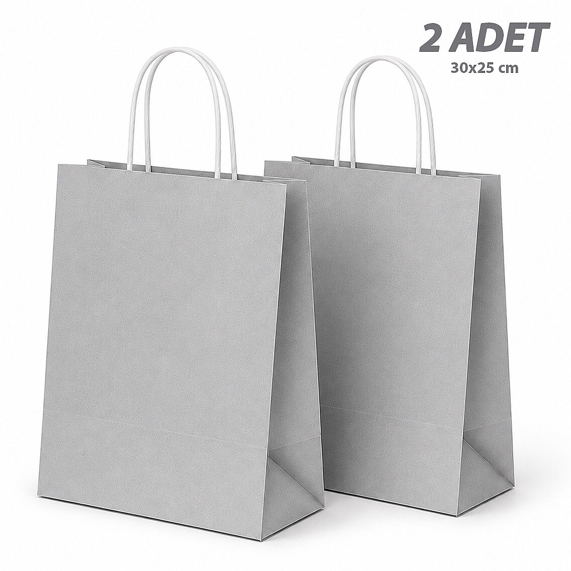 30x25 cm Hediyelik Kağıt Çanta Gri 2 Adet - 1