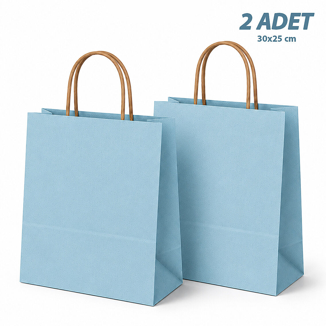 30x25 cm Hediyelik Kağıt Çanta Mavi 2 Adet - 1